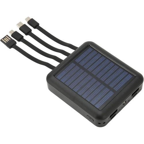 Banque D'alimentation Solaire Pour Téléphone 20000mah, Banque D'alimentation Solaire Portable Étanche Avec Câble De Pour L'extérieur, 2x Usb Et Usb C, Port Micro Usb (Blanc)