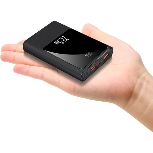 Kalanka-Petite Banque D'alimentation 10000mah À Charge Rapide Mini Chargeur Portable Usb C 22,5 W Avec Catterie Externe Compacte Pour Iphone Gilet Chauffant Gilet Veste Écharpe (Noir)