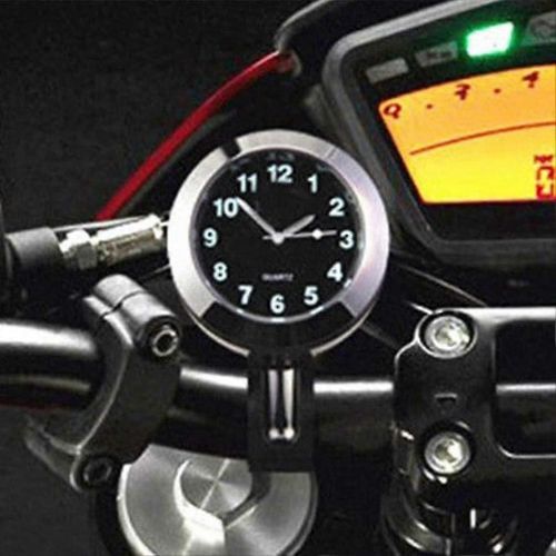 Horloge de guidon de moto Mini horloge de moto Montre étanche 7/8 Monture de guidon Horloge numérique (argent)