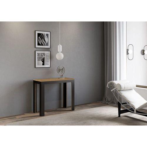 Console Extensible Effet Bois Chêne Nature 90x40/196 Cm