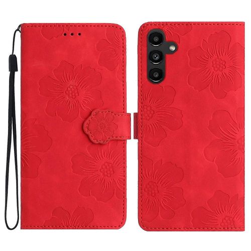 Etui Portefeuille En Cuir Avec Dragonne Pour Samsung Galaxy A36 5g - Motif Floral - Noir