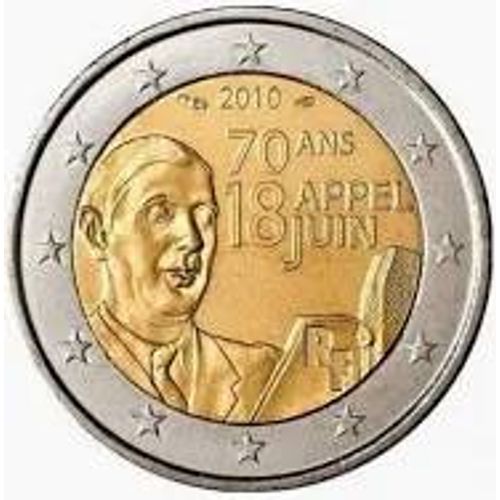 Pièce De 2 € Commémorative 2010. Appel Du 18 Juin . Générale De Gaulle