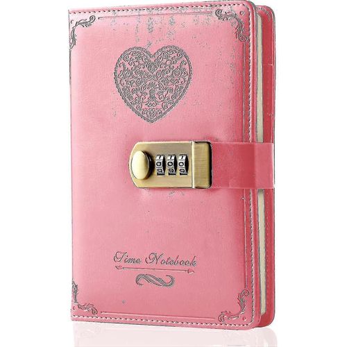 Journal intime avec cadenas pour filles ¿C Journal intime en cuir avec mot de passe, joli carnet secret avec cadenas a combinaison pour femmes et adultes (B6)