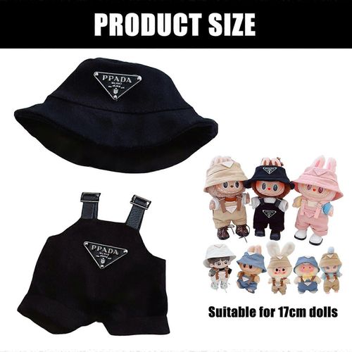 Ensemble de vetements pour poupees de 15 a 17 cm, comprenant un chapeau noir et une salopette pour le jeu d'habillage, des accessoires pour poupees marron marron marron marron marron