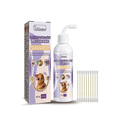 A 3 Gouttes Nettoyantes Pour Oreilles De Chien (118 Ml) Avec Cotons-Tiges, Traitement Des Infections De L'oreille Pour Chiens Et Chats(Piece )