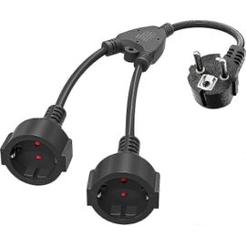 Prise double pour prise, multiprise 2 voies avec cable flexible, 16 A/250 V/max 3680 W, convertisseur allemand pour cuisine, bureau, maison, B