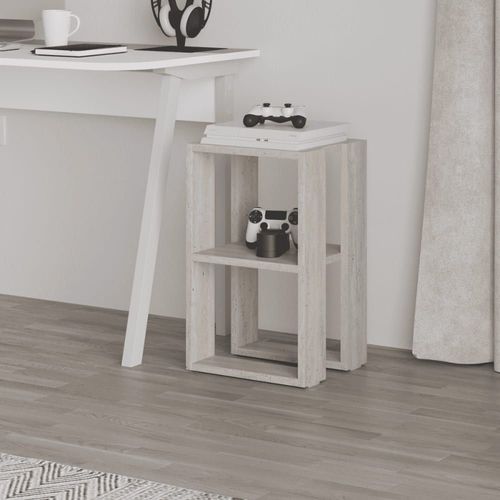 Table De Chevet 2 Étagères Décor Travertin H55 Cm