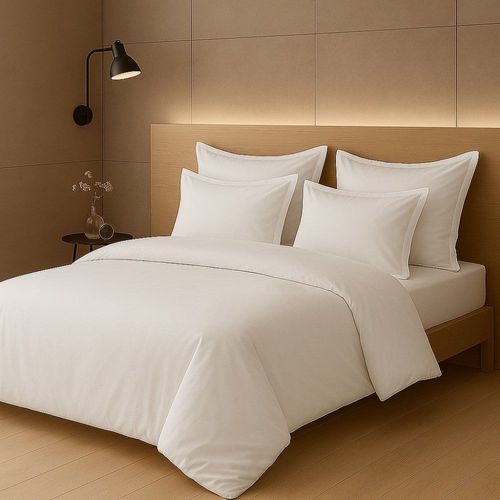 Parure Housse De Couette Percale Coton Blanc 200x200 Cm