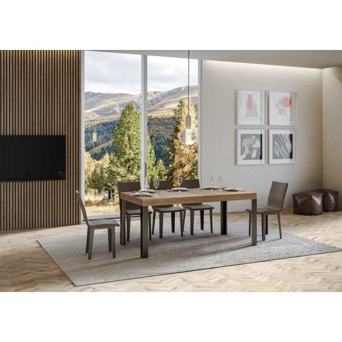 Table Extensible Effet Bois Chêne Nature 80x160/244 Cm