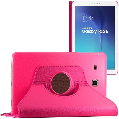 Coque pour Samsung Galaxy Tab E 9.6 T560, T561, Etui Rotatif 360, Housse Protection PU Cuir, Rose