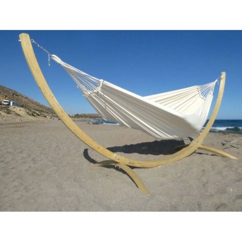 Hamac Xxl En Coton Écru Et Pied En Bois D'épicéa