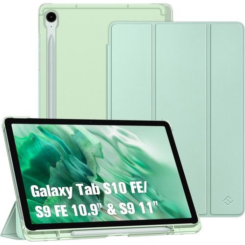Coque Pour Samsung Galaxy Tab S10 Lite 10.9 Pouces 2025 Et Galaxy Tab S10 Fe/S9 Fe 10.9¿/S9 11¿ - [Rangement De Stylet] Coque Fin Translucide Givrée Housse Rigide Légère, Vert Pastel