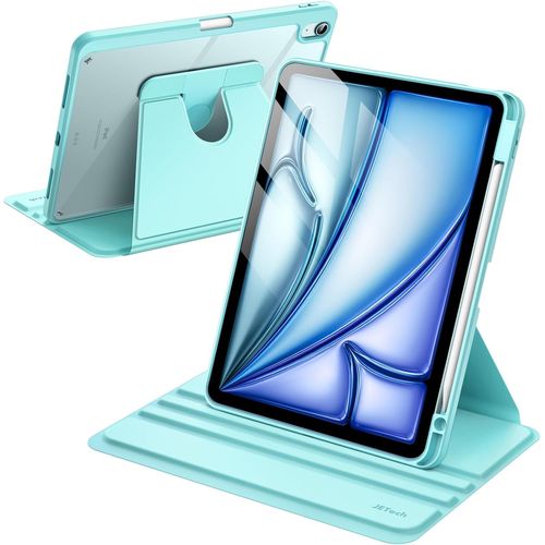 Coque Rotative Pour Ipad Air 11 Pouces M3/M2 (2025/2024), Ipad Air 5/4 (2022/2020 5ème/4ème) Avec Porte Pencil, Étui Housse De Protection Rotation À 360 Degrés Support (Bleu Menthe)