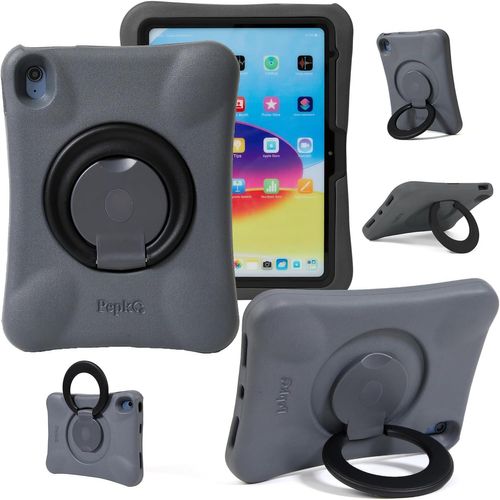 Coque Pour Enfants Pour Ipad,Housse Antichoc Pour Ipad A16 11" (2025)/Ipad 10,9" 10e Génération (2022), Étui De Protection Complet Léger Avec Poignée/Support Pliable (Gris+Noir)