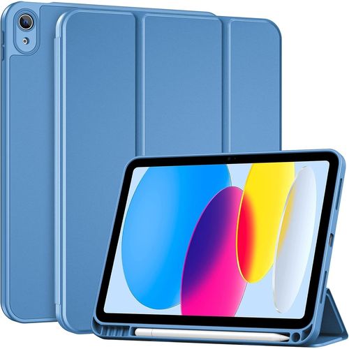 Coque Avec Porte-Stylet Pour Ipad(A16) 11 Pouces 2025, Ipad 10ème Génération 10.9"" 2022, Nouvel Étui Amélioré, Housse De Protection Anti-Chute -Bleu