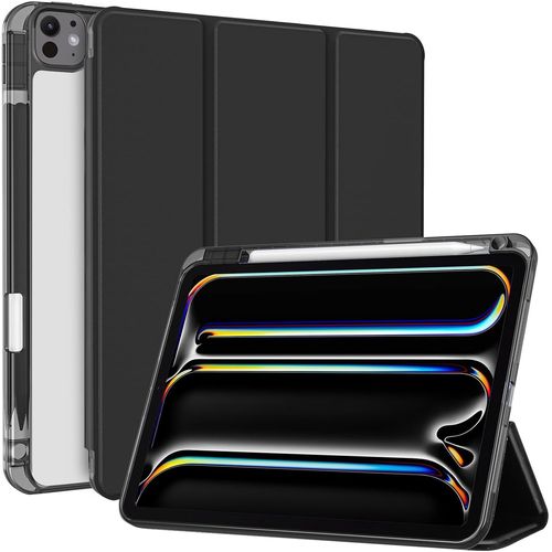 Coque pour iPad Pro 11 (M4) 2024, Nouvel Étui Amélioré avec Porte-Stylet, Housse de Protection Anti-Chute -Noir