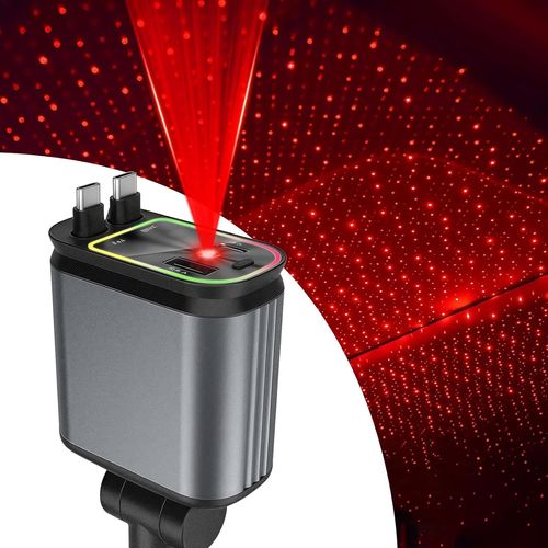 Chargeur De Voiture Rétractable 4 En 1 - Allume-Cigare Usb C 65 W - Câble De Charge Compatible - Chargeur De Voiture Usb C - Chargeur Rapide Avec Projection De Ciel Étoilé - Pour Véhicules 12 V/24 V