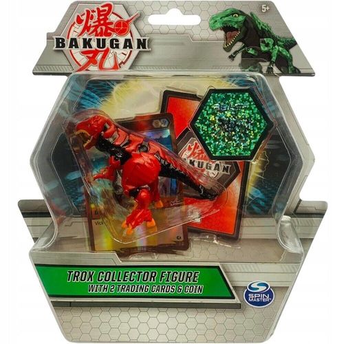 Bakugan Trox (Red) Collector Figure With 2 Trading Cards And Coin