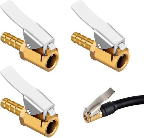Lot De 3 Pneu En Laiton Air Clamp Valve Connecteur De Valve De Pneu Pompe À Air Clamp Connecteur De Tige De Valve De Voiture Pompe À Air De Voiture Buse Filetée Pour Pneu De Camion De Voiture 6mm
