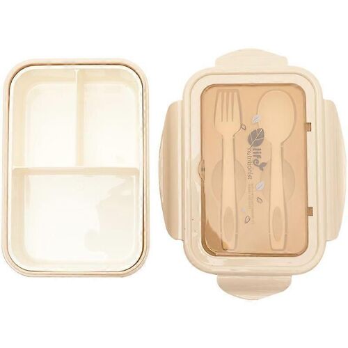 Boîte Bento Lunch 3 Compartiments 1400ml - Avec Fourchette - Travail Et Pique-Nique
