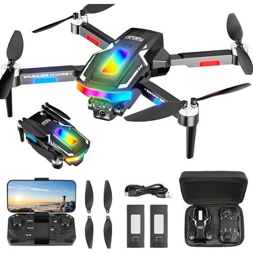 Drone Avec 2 Camera Reglage Electrique Camera, Gukkk 4k Mini Drone Camera Pliable Active D'evitement D'obstacles, Drone Quadricopter-Gukkk