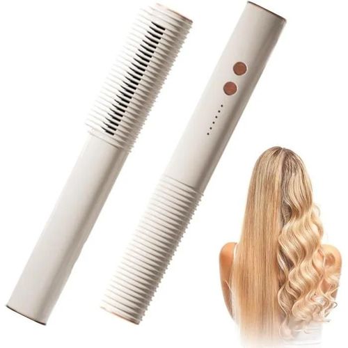 Euakee 2 En 1 Brosse Lisseur Et Boucler Cheveux Ionique, Professionnels Hair Straightener Brush Avec Protection Anti-Brulure, 20s Pt