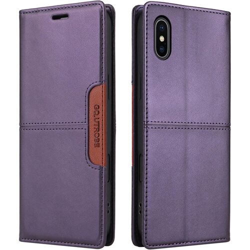 KAL-Compatible Iphone Xs Max Coque De Téléphone, Étui Portefeuille Avec Porte-Carte Support De Fonction] Rabat En Cuir Étui En Cuir De Protection Magnétique (Violet)