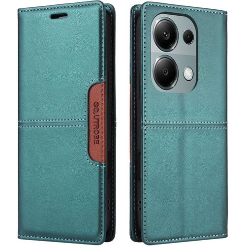 Kal-Compatible Xiaomi Redmi Note 13 Pro 4g/Mi Poco M6 Pro 4g Coque De Téléphone, Étui Portefeuille Avec Porte-Carte Support De Fonction] Rabat En Cuir Étui En Cuir De Protection Magnétique (Vert)
