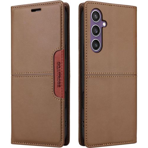 Kal-Compatible Samsung Galaxy S24 Fe Coque De Téléphone, Étui Portefeuille Avec Porte-Carte [Support De Fonction] Rabat En Cuir Étui En Cuir De Protection Magnétique (Brun)