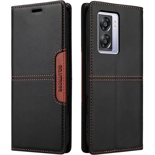 Kal-Compatible Oppo A57 5g 2022/A77 5g Coque De Téléphone, Étui Portefeuille Avec Porte-Carte [Support De Fonction] Rabat En Cuir Étui En Cuir De Protection Magnétique (Noir)