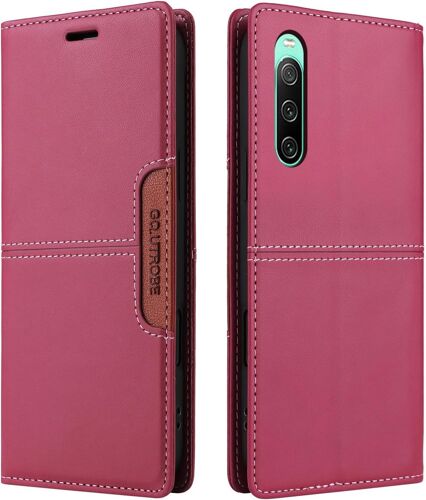 KAL-Compatible Sony Xperia 10 Iv Coque De Téléphone, Étui Portefeuille Avec Porte-Carte Support De Fonction] Rabat En Cuir Étui En Cuir De Protection Magnétique (Rouge)