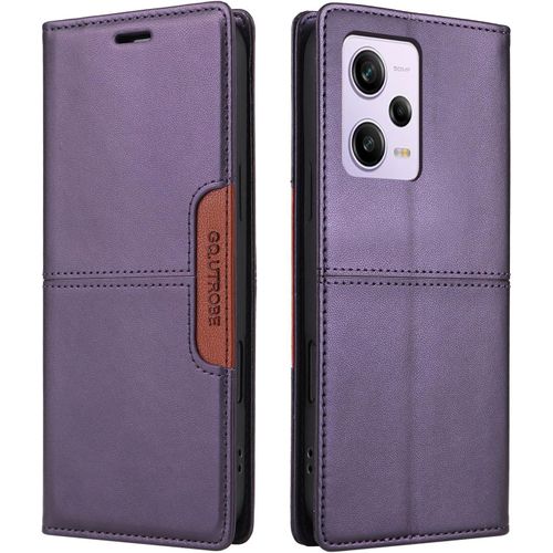 Kal-Compatible Xiaomi Redmi Note 12 Pro 5g / Poco X5 Pro 5g Coque De Téléphone, Étui Portefeuille Avec Porte-Carte [Support De Fonction] Rabat En Cuir Étui En Cuir De Protection (Violet)