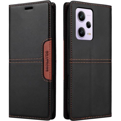 Kalanka-Compatible Xiaomi Redmi Note 12 Pro 5g / Poco X5 Pro 5g Coque De Téléphone, Étui Portefeuille Avec Porte-Carte [Support De Fonction] Rabat En Cuir Étui En Cuir De Protection Magnétique (Noir)