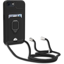 Cordon De Coque Compatible Avec Iphone 6/6s/7/8/Se 2020, Collier Pour Étui Colliers De Cellulaire, Silicone Cover Protection De La Caméra Étui Lanyard Case-Noir