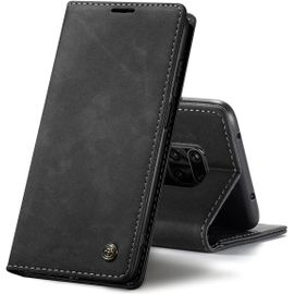 Coque Cuir Pour Xiaomi Redmi Note 9s/Note 9 Pro, Protection Housse En Cuir Pu Portefeuille,Fermeture Magnetique,Fentes Pour Cartes,Fonction De Support.-Noir