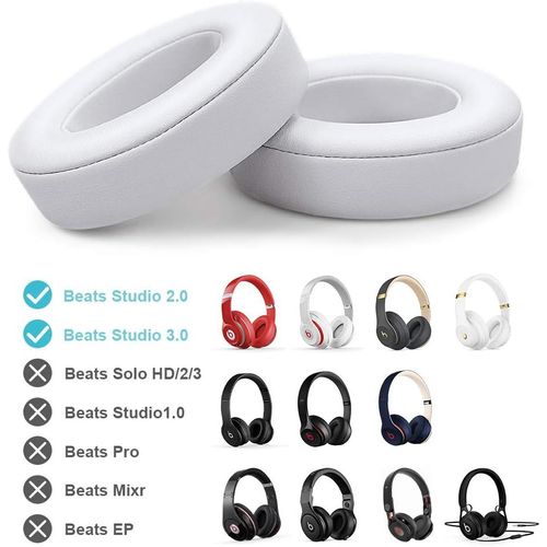 KALANKA-Coussinets de Remplacement pour Casques Beats Studio Wired B0500 / Wireless B0501 / Studio 2 / Studio 3, Blanc