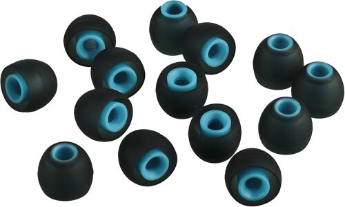 KAL-M Lot De 7 Paires (14 Pièces) De Remplacement En Silicone Pour Écouteurs Intra-Auriculaires De Taille Moyenne Noir/Bleu