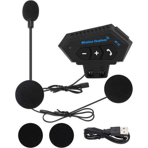 Bt12 Intercom Moto Kit Main Libre Bluetooth Headset,Casque Bluetooth De Moto,Casque Avec Haut-Parleurs Écouteurs,Soutien Des Appels Mains Libres