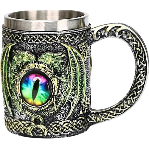 Coupe Dragon Médiévale,Tasse Oeil Dragon,Chope À Bière Dragon,Tasse Yeux De Dragon,Mug Dragon Gothique,Idee Cadeau Original Pour Anniversaire Noël Pâques Faire La Fête 450ml (?il De Dragon)