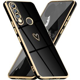 Coque Placage Pour Huawei P30 Lite, Brillant Housse De Élégant Modèle De Coeur Conception Miroir Avec Protégé Camera Tpu Souple Anti-Rayures Antichoc Coque Pour Huawei P30 Lite