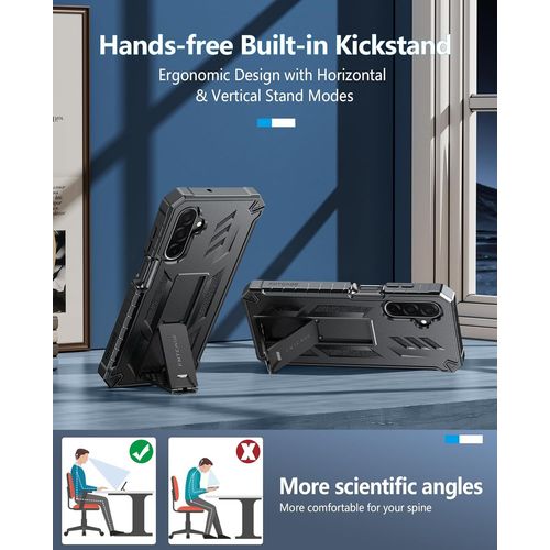 Coque Pour Samsung Galaxy A26-5g : Coque De Protection De Qualité Militaire Anti-Chute Avec Béquille | Tpu Mat Texturé Robuste Résistant Aux Chocs | Coque De Protection Robuste Pour Téléphone