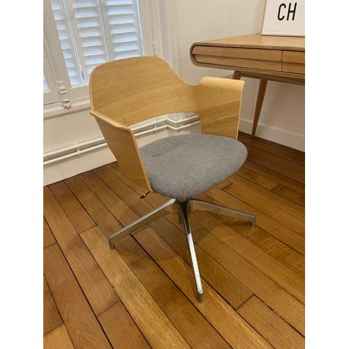 Chaise De Bureau Bois Clair Et Assise En Tissu - Style Scandinave