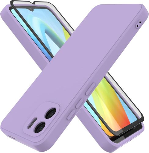 Coque Pour Xiaomi Redmi A1 / Redmi A2 4g (6.52"") Avec Verre Trempé Écran Protecteur,Housse De Protection Silicone Tpu Anti-Scratch Antichoc Bumper Étui Case Cover - Violet