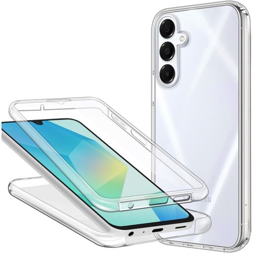 Coque Transparente Samsung Galaxy A16 (5g/4g) - Étui Silicone Tpu Antichoc 360° Avec Protection D'écran Intégrée, Bords Surélevés Anti-Rayures, Découpes Précises, Compatible Recharge Sans Fil