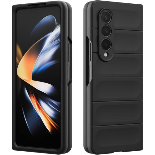 JGD-Coque en Silicone Compatible avec Samsung Galaxy Z Fold 4, Étui Protection Antichoc, Housse avec Protege de Camera, Doublure Douce en Tissu Microfibre Protection Complète (Noir)