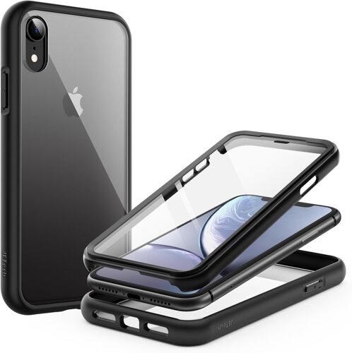 Coque pour iPhone XR 6,1 Pouces avec Protection d'¿¿cran Int¿¿gr¿¿e, Anti-Rayures, ¿¿tui Housse Robuste Compl¿¿te du Corps ¿¿ 360 Degr¿¿s Dos Transparent, Antichoc (Noir)