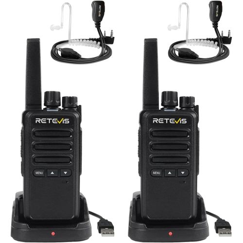 Rt668B Talkie Walkie Professionnel Avec Écouteurs, Pmr446 Toki Walki, Sans Licence, Vox, 16 Canaux, Ctcss/Dcs, Talkie-Walkie Robuste Pour Voyage, Camping (Noir, 2 Pièces)