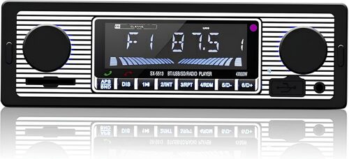 Autoradio Bluetooth, Vintage Poste Radio Voiture Bluetooth 4x60W Lecteur MP3 avec Télécommande Supporte USB/AUX