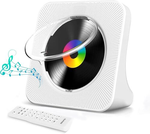 Lecteur CD Bluetooth Portable, Lecteur Radio CD avec minuterie, Lecteur USB/AUX/Radio FM/transmetteur Bluetooth, stéréo connectée, écran LCD, Lecteur de Musique avec télécommande.