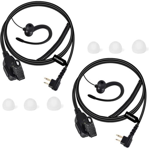 Oreillette de sécurité en Forme de G avec PTT, Casque Radio léger Compatible avec Motorola GP300 DP1400 CP040 CLS1410 Talkie Walkie (Noir, 2 Pack)